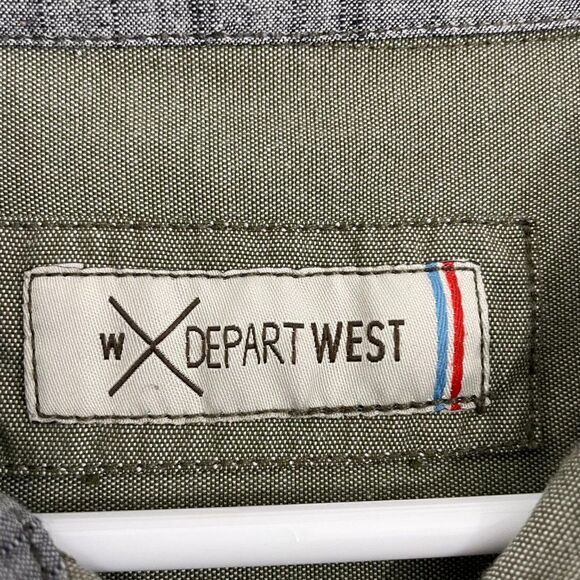 Depart West Shirt Men XL Olive Casual Short Sleeve Button Down - Picture 5 of 12
